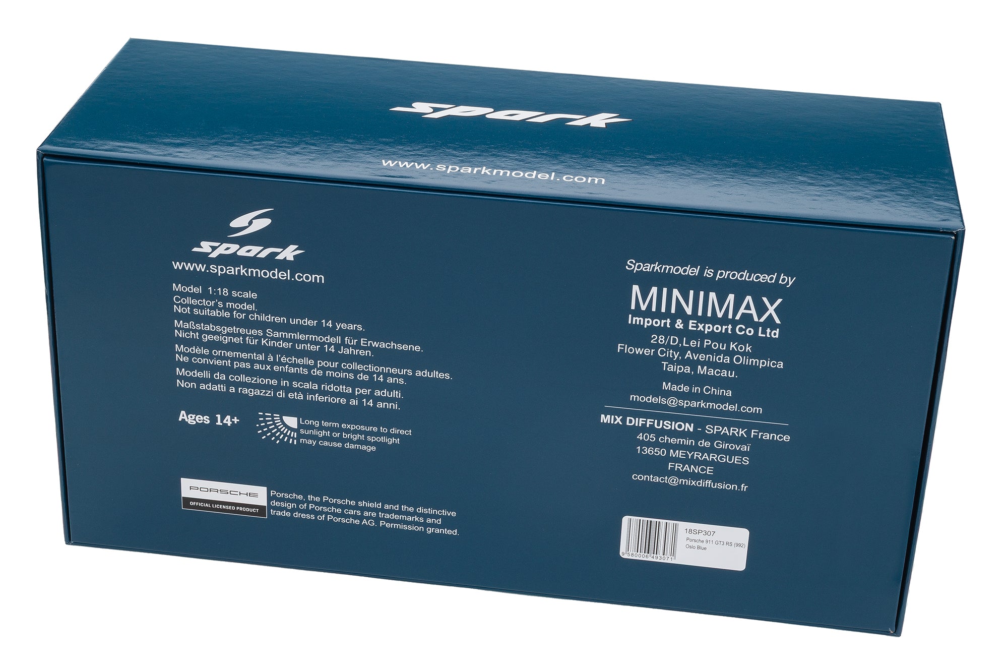 Spark 1:18 Porsche 911 GT3 RS Paint To Sample Oslo Blue – Upscale Diecast Exclusive image 9