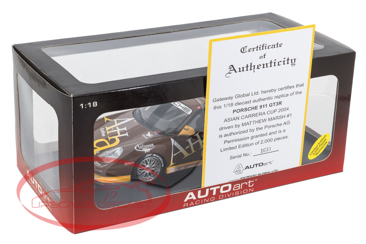 AUTOart 1:18 Porsche 996 GT3 Cup AHA Coffee image 2