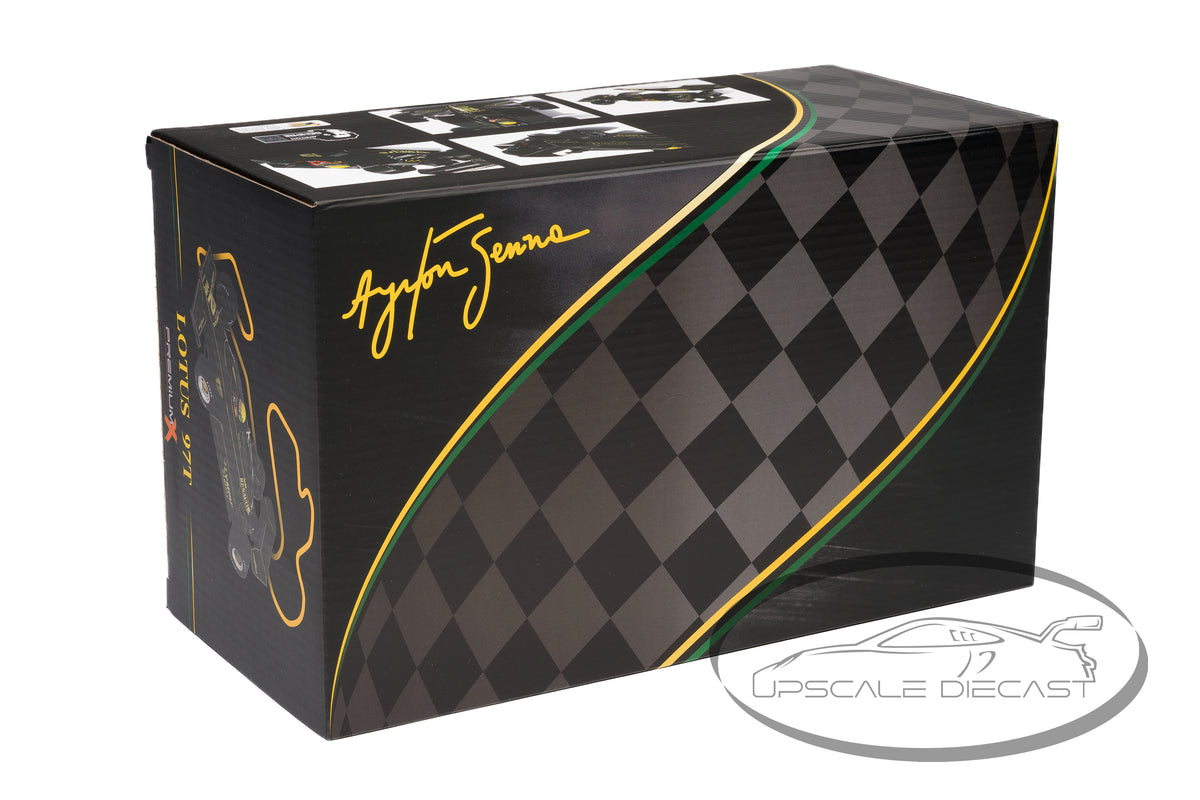 Premium X 1:18 Lotus 97T Ayrton Senna 1985 Portuguese GP winner collector box