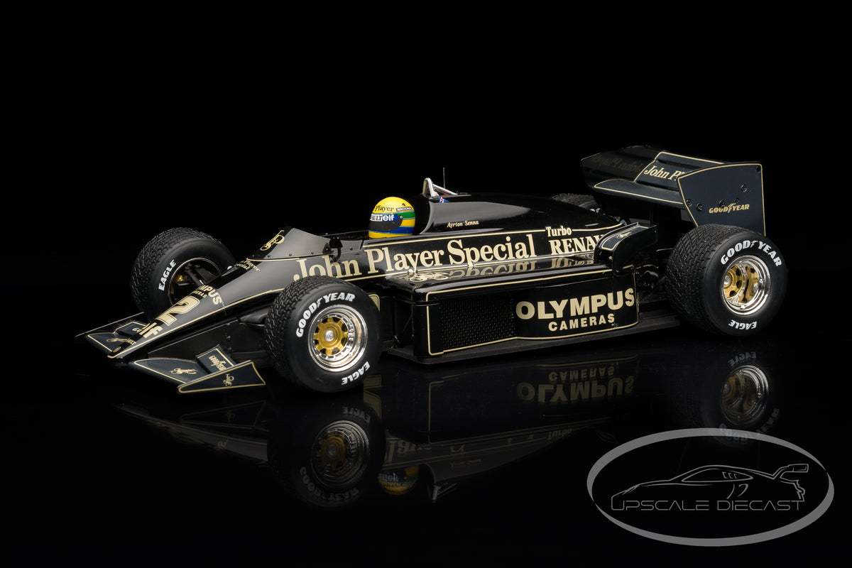 Premium X 1:18 Lotus 97T No.12 Ayrton Senna 1985 Portuguese GP winner front three-quarter view