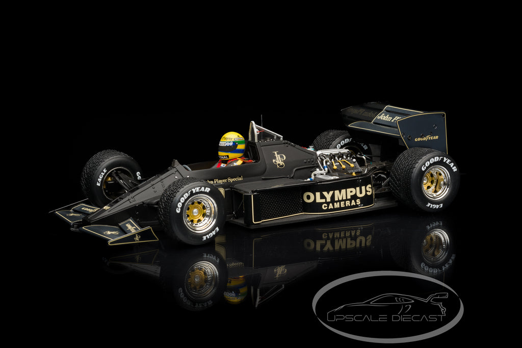 Premium X 1:18 Lotus 97T No.12 Ayrton Senna 1985 Portuguese GP winner with bodywork removed and engine detail visible
