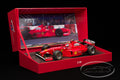 WERK83 1:18 Ferrari F300 Michael Schumacher 1998 Canadian GP winner front three-quarter view in display box