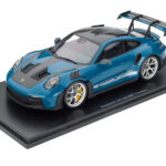 Porsche 911 GT3 RS Oslo Blue side profile Spark 1:18